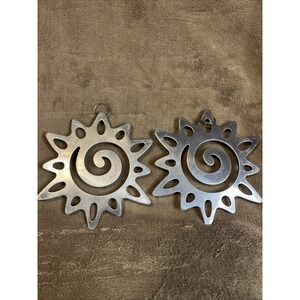 Vintage COPCO Aluminum Trivet Set 2, Sunburst Spiral 6.75" Wilton 2004 MCM Style